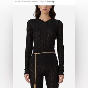 CAMILLA AND MARC ELDA TOP Sheer Mesh Lace Black Stretch Top Size AU6/ US 2